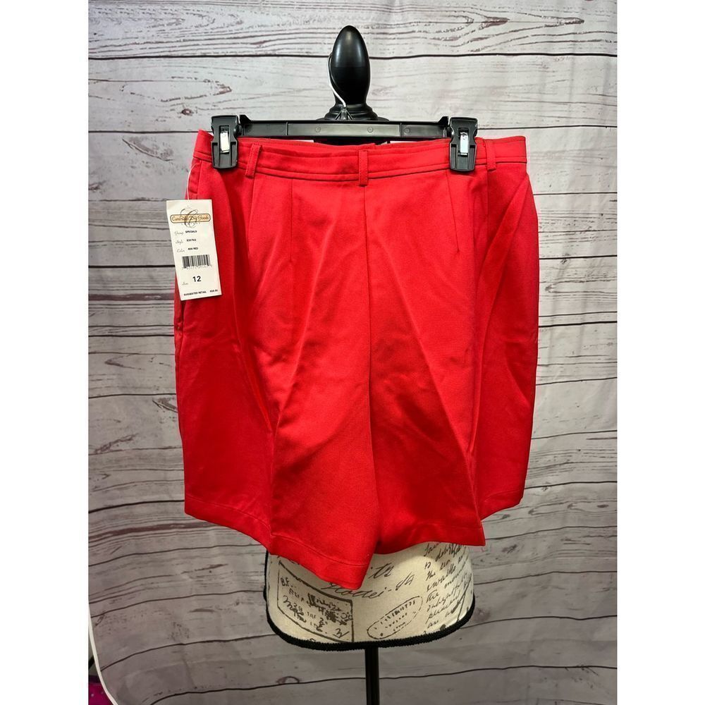 Cambridge Dry Goods Company Red Pleated High Waisted Shorts E2075G Womens 12 NEW
